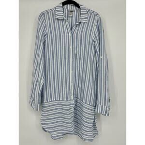 Tommy Bahama Striped Button Up Tunic Shirt Size S Blue White Cotton Blend